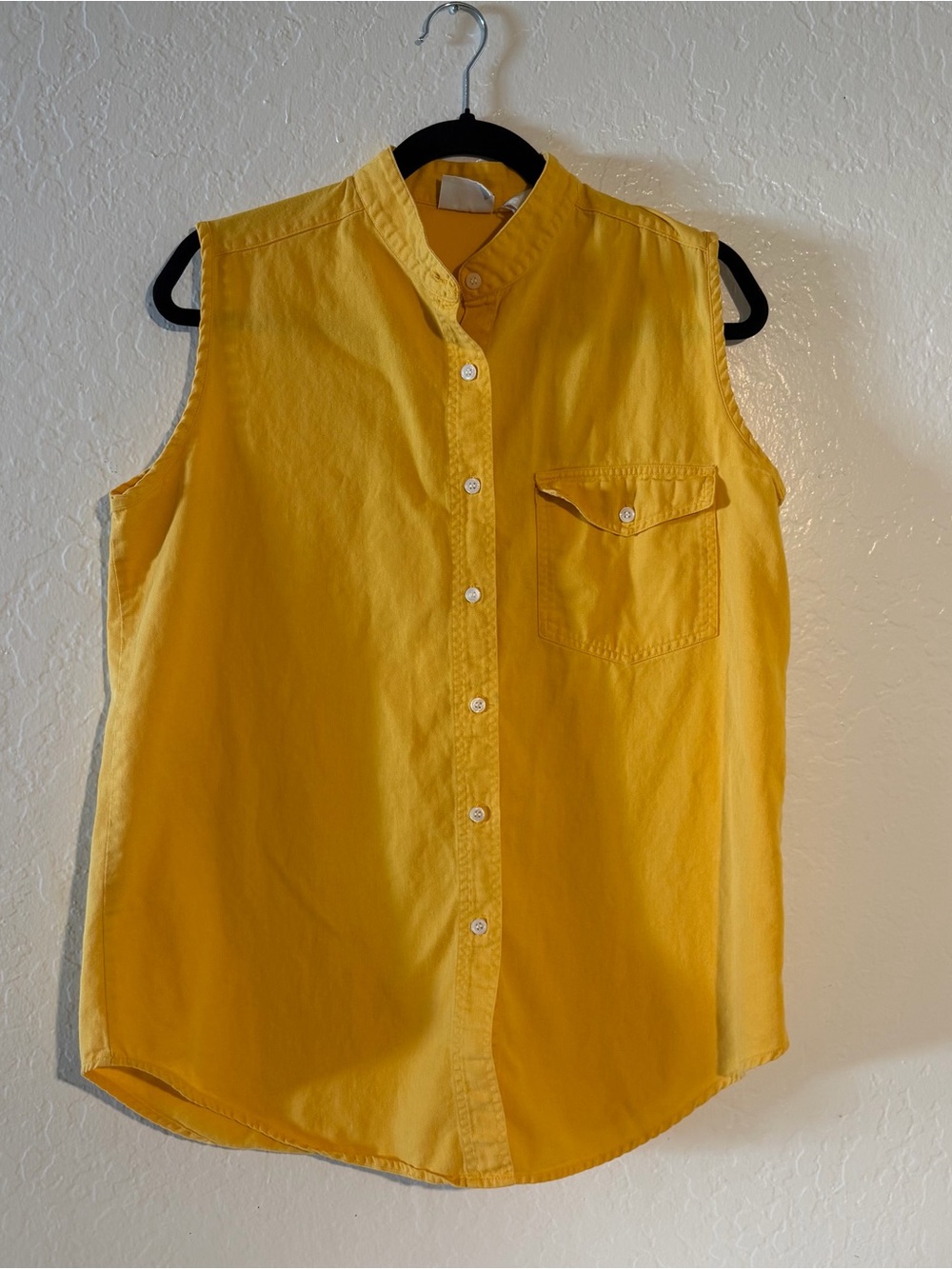 Vintage retired Backroad blues Women's XL Yellow Denim Sleeveless Collared